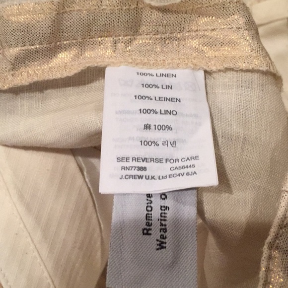 J. Crew 100% linen gilt w/soft golden sheen/pocket - Picture 4 of 8